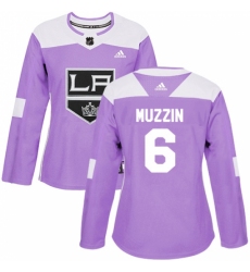 Women's Adidas Los Angeles Kings #6 Jake Muzzin Authentic Purple Fights Cancer Practice NHL Jersey