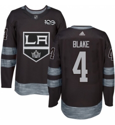 Men's Adidas Los Angeles Kings #4 Rob Blake Authentic Black 1917-2017 100th Anniversary NHL Jersey