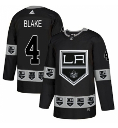 Men's Adidas Los Angeles Kings #4 Rob Blake Authentic Black Team Logo Fashion NHL Jersey