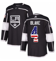 Men's Adidas Los Angeles Kings #4 Rob Blake Authentic Black USA Flag Fashion NHL Jersey