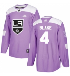 Men's Adidas Los Angeles Kings #4 Rob Blake Authentic Purple Fights Cancer Practice NHL Jersey