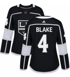 Women's Adidas Los Angeles Kings #4 Rob Blake Authentic Black Home NHL Jersey