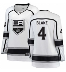 Women's Los Angeles Kings #4 Rob Blake Authentic White Away Fanatics Branded Breakaway NHL Jersey