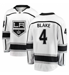 Youth Los Angeles Kings #4 Rob Blake Authentic White Away Fanatics Branded Breakaway NHL Jersey