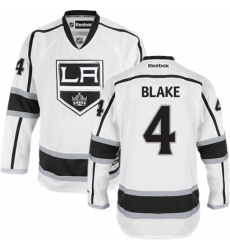 Youth Reebok Los Angeles Kings #4 Rob Blake Authentic White Away NHL Jersey