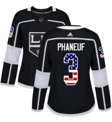 Women's Adidas Los Angeles Kings #3 Dion Phaneuf Authentic Black USA Flag Fashion NHL Jersey Women's Adidas Los Angeles Kings #3 Dion Phaneuf Authentic Black USA Flag Fashion NHL Jersey