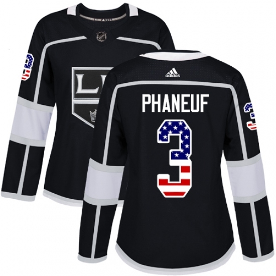 Women's Adidas Los Angeles Kings #3 Dion Phaneuf Authentic Black USA Flag Fashion NHL Jersey Women's Adidas Los Angeles Kings #3 Dion Phaneuf Authentic Black USA Flag Fashion NHL Jersey