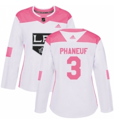 Women's Adidas Los Angeles Kings #3 Dion Phaneuf Authentic White Pink Fashion NHL Jersey Women's Adidas Los Angeles Kings #3 Dion Phaneuf Authentic White Pink Fashion NHL Jersey