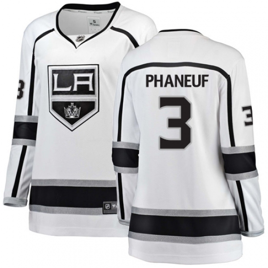 Women's Los Angeles Kings #3 Dion Phaneuf Authentic White Away Fanatics Branded Breakaway NHL Jersey Women's Los Angeles Kings #3 Dion Phaneuf Authentic White Away Fanatics Branded Breakaway NHL Jersey