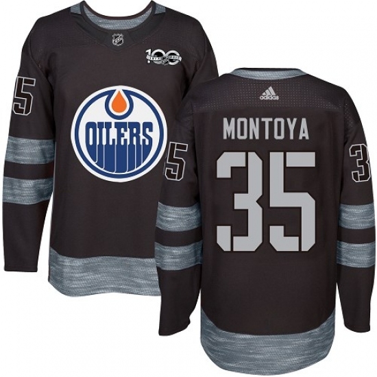 Men's Adidas Edmonton Oilers #35 Al Montoya Authentic Black 1917-2017 100th Anniversary NHL Jersey Men's Adidas Edmonton Oilers #35 Al Montoya Authentic Black 1917-2017 100th Anniversary NHL Jersey