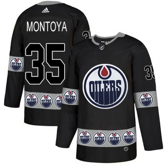 Men's Adidas Edmonton Oilers #35 Al Montoya Authentic Black Team Logo Fashion NHL Jersey Men's Adidas Edmonton Oilers #35 Al Montoya Authentic Black Team Logo Fashion NHL Jersey