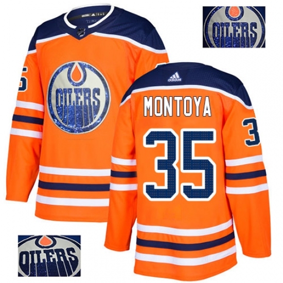 Men's Adidas Edmonton Oilers #35 Al Montoya Authentic Orange Fashion Gold NHL Jersey Men's Adidas Edmonton Oilers #35 Al Montoya Authentic Orange Fashion Gold NHL Jersey
