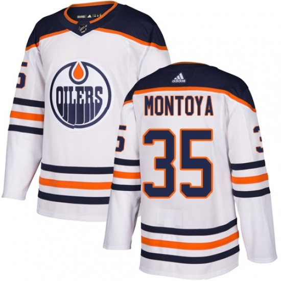 Men's Adidas Edmonton Oilers #35 Al Montoya Authentic White Away NHL Jersey Men's Adidas Edmonton Oilers #35 Al Montoya Authentic White Away NHL Jersey