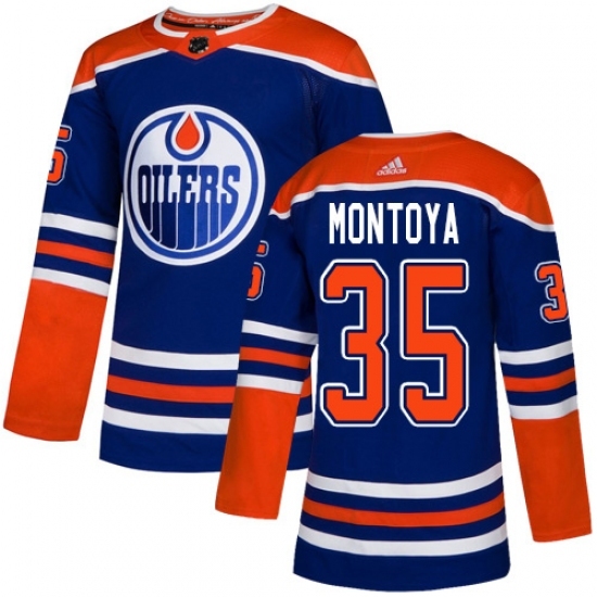Men's Adidas Edmonton Oilers #35 Al Montoya Premier Royal Blue Alternate NHL Jersey Men's Adidas Edmonton Oilers #35 Al Montoya Premier Royal Blue Alternate NHL Jersey