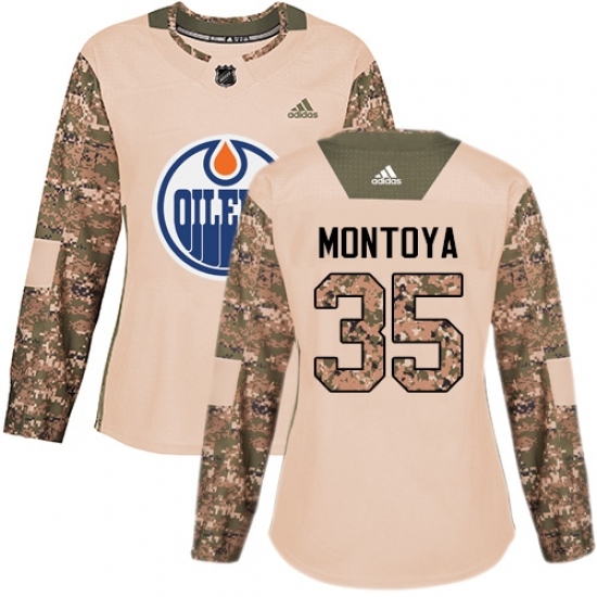 Women's Adidas Edmonton Oilers #35 Al Montoya Authentic Camo Veterans Day Practice NHL Jersey Women's Adidas Edmonton Oilers #35 Al Montoya Authentic Camo Veterans Day Practice NHL Jersey