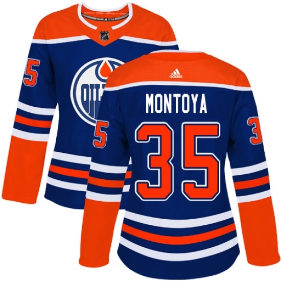 Women's Adidas Edmonton Oilers #35 Al Montoya Authentic Royal Blue Alternate NHL Jersey Women's Adidas Edmonton Oilers #35 Al Montoya Authentic Royal Blue Alternate NHL Jersey