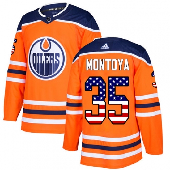 Youth Adidas Edmonton Oilers #35 Al Montoya Authentic Orange USA Flag Fashion NHL Jersey Youth Adidas Edmonton Oilers #35 Al Montoya Authentic Orange USA Flag Fashion NHL Jersey