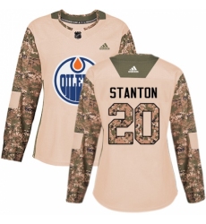 Women's Adidas Edmonton Oilers #20 Ryan Stanton Authentic Camo Veterans Day Practice NHL Jersey