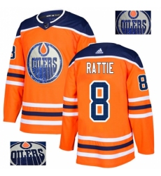 Men's Adidas Edmonton Oilers #8 Ty Rattie Authentic Orange Fashion Gold NHL Jersey