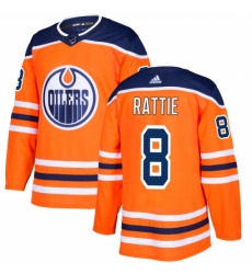 Men's Adidas Edmonton Oilers #8 Ty Rattie Authentic Orange Home NHL Jersey