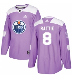 Men's Adidas Edmonton Oilers #8 Ty Rattie Authentic Purple Fights Cancer Practice NHL Jersey
