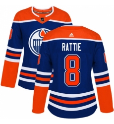 Women's Adidas Edmonton Oilers #8 Ty Rattie Authentic Royal Blue Alternate NHL Jersey