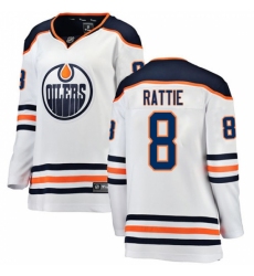Women's Edmonton Oilers #8 Ty Rattie Authentic White Away Fanatics Branded Breakaway NHL Jersey