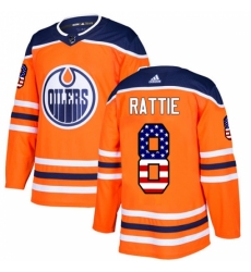 Youth Adidas Edmonton Oilers #8 Ty Rattie Authentic Orange USA Flag Fashion NHL Jersey