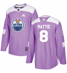 Youth Adidas Edmonton Oilers #8 Ty Rattie Authentic Purple Fights Cancer Practice NHL Jersey