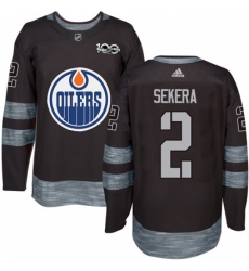 Men's Adidas Edmonton Oilers #2 Andrej Sekera Authentic Black 1917-2017 100th Anniversary NHL Jersey