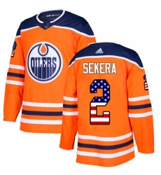 Men's Adidas Edmonton Oilers #2 Andrej Sekera Authentic Orange USA Flag Fashion NHL Jersey