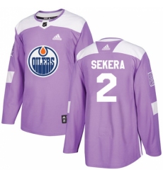 Men's Adidas Edmonton Oilers #2 Andrej Sekera Authentic Purple Fights Cancer Practice NHL Jersey