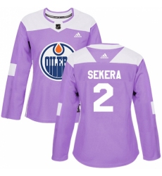 Women's Adidas Edmonton Oilers #2 Andrej Sekera Authentic Purple Fights Cancer Practice NHL Jersey