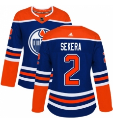 Women's Adidas Edmonton Oilers #2 Andrej Sekera Authentic Royal Blue Alternate NHL Jersey
