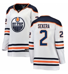 Women's Edmonton Oilers #2 Andrej Sekera Authentic White Away Fanatics Branded Breakaway NHL Jersey