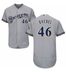 Men's Majestic Milwaukee Brewers #46 Corey Knebel Grey Flexbase Authentic Collection MLB Jersey
