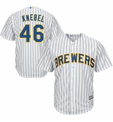 Men's Majestic Milwaukee Brewers #46 Corey Knebel Replica White Alternate Cool Base MLB Jersey