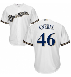 Men's Majestic Milwaukee Brewers #46 Corey Knebel Replica White Home Cool Base MLB Jersey