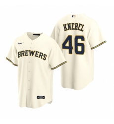 Men's Nike Milwaukee Brewers #46 Corey Knebel Cream Home Stitched Baseball Jersey