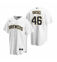 Men's Nike Milwaukee Brewers #46 Corey Knebel White Alternate Stitched Baseball Jersey