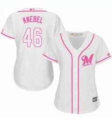 Women's Majestic Milwaukee Brewers #46 Corey Knebel Authentic White Fashion Cool Base MLB Jersey