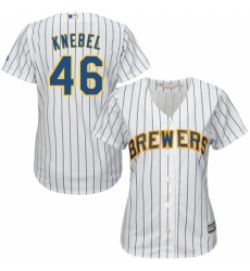 Women's Majestic Milwaukee Brewers #46 Corey Knebel Replica White Alternate Cool Base MLB Jersey