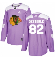 Men's Adidas Chicago Blackhawks #82 Jordan Oesterle Authentic Purple Fights Cancer Practice NHL Jersey