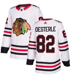 Men's Adidas Chicago Blackhawks #82 Jordan Oesterle Authentic White Away NHL Jersey