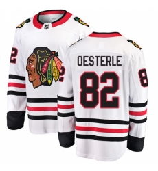 Men's Chicago Blackhawks #82 Jordan Oesterle Fanatics Branded White Away Breakaway NHL Jersey