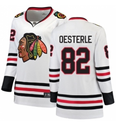Women's Chicago Blackhawks #82 Jordan Oesterle Authentic White Away Fanatics Branded Breakaway NHL Jersey