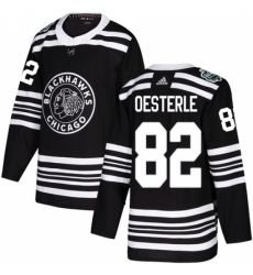 Youth Adidas Chicago Blackhawks #82 Jordan Oesterle Authentic Black 2019 Winter Classic NHL Jersey