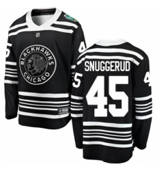 Men's Chicago Blackhawks #45 Luc Snuggerud Black 2019 Winter Classic Fanatics Branded Breakaway NHL Jersey