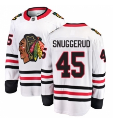 Men's Chicago Blackhawks #45 Luc Snuggerud Fanatics Branded White Away Breakaway NHL Jersey