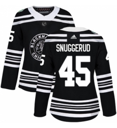 Women's Adidas Chicago Blackhawks #45 Luc Snuggerud Authentic Black 2019 Winter Classic NHL Jersey